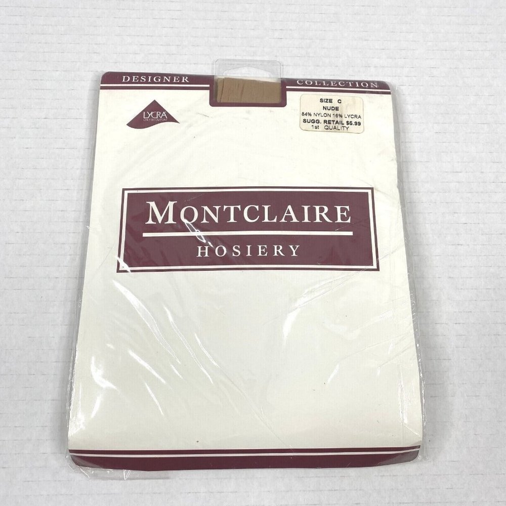 Montclaire Hosiery Pantyhose Womens Size C Nude Designer Collection Nylon Lycra‎